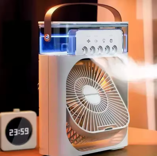 Mini Klimatyzator 3 w 1 – Wentylator, Chłodnica Powietrza i Nawilżacz z LED